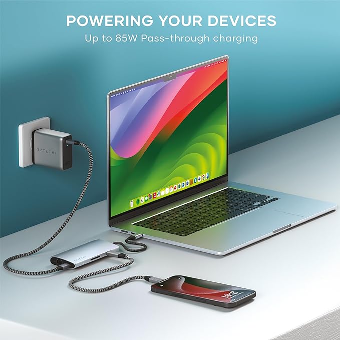 Satechi 8 in 1 USB C Hub Multiport Adapter V3, 8K HDMI, 100W Charging, 4 USB - Image 5
