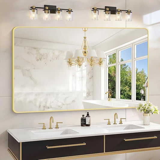 55"x36" Gold Bathroom Mirror, Large Rectangle Mirror, Rectangular Wall Mirror by WelcometoCIVENO
