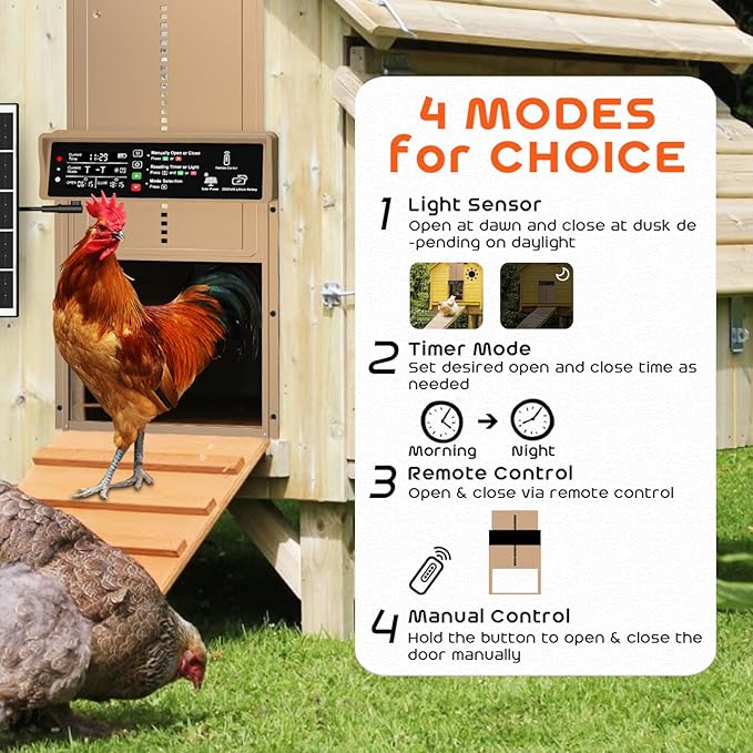 Asfrost Automatic Chicken Coop Door Solar Powered Automatic Chicken Door - Image 2