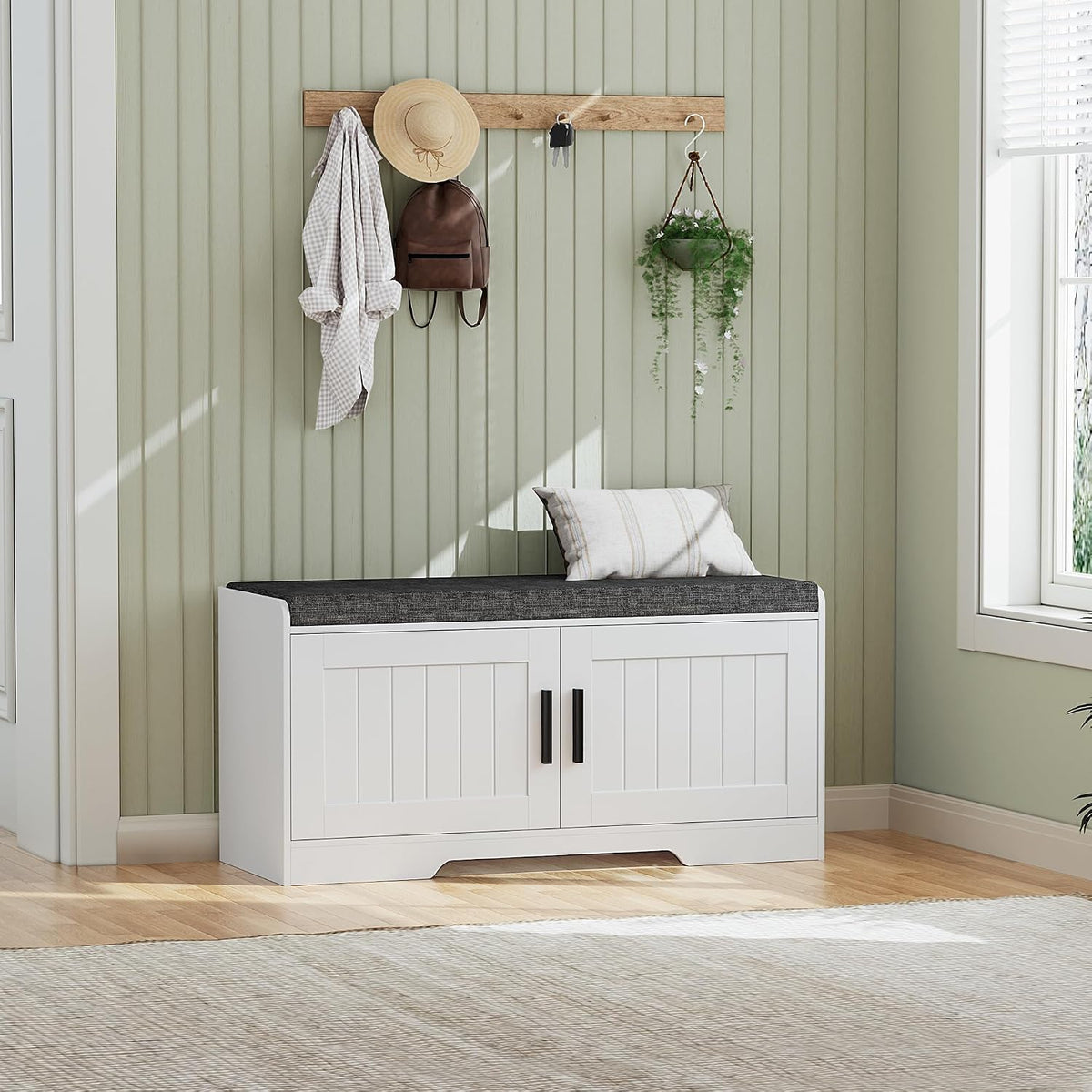 homleke shoe storage bench, 2 doors & thickened, main product view