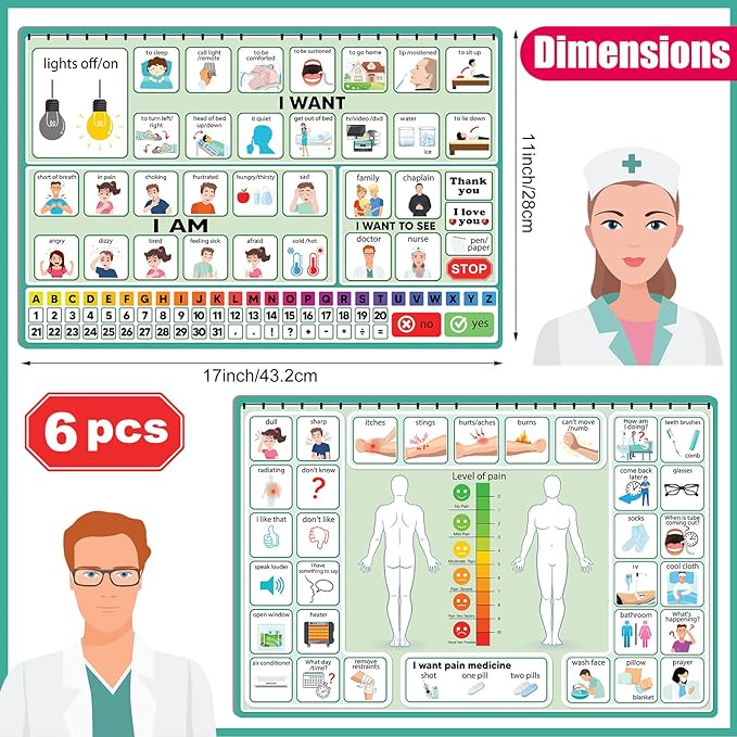 6 Pcs Communication Board for Nonverbal Adults Aphasia Colorful Picture Symbol - Image 2