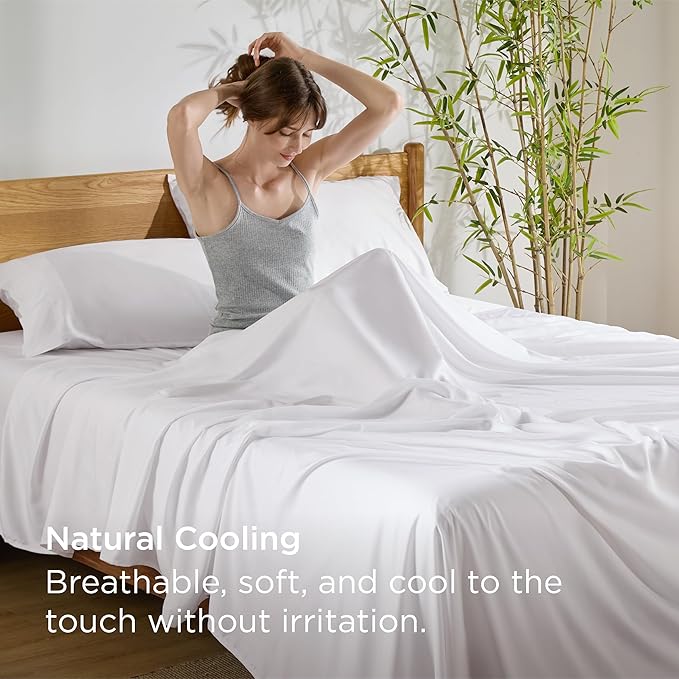 Bedsure King Size Sheet Set, Cooling Sheets, Rayon Derived from Bamboo - Image 4