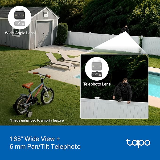 Tapo 2K Dual Lens Pan/Tilt Security Battery Camera Wireless w/Solar Panel - Image 4