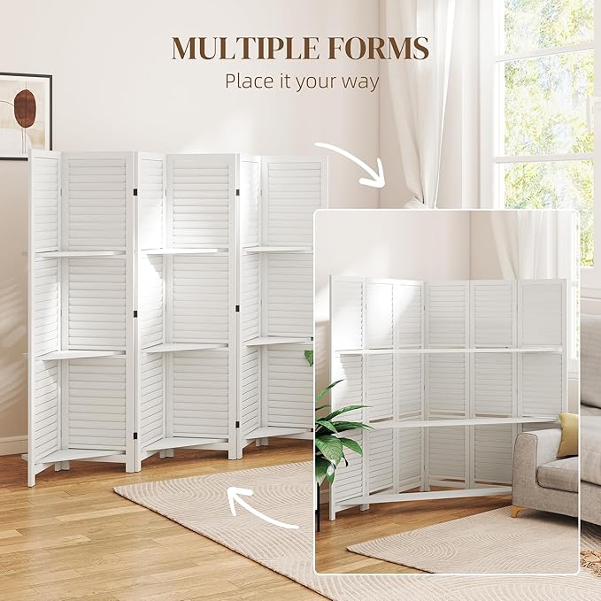 HOMCOM Room Divider, 6 Panel 67" Tall Wood Privacy Screen - Image 6