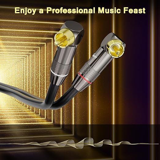 Right Angle RCA Cable 20 FT, 90 Degree 2RCA to 2RCA Stereo Audio Cable - Image 3