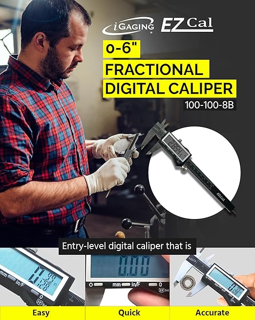 iGaging IP54 Electronic Digital Caliper 0-6" Display Inch/Metric/Fractions - Image 2