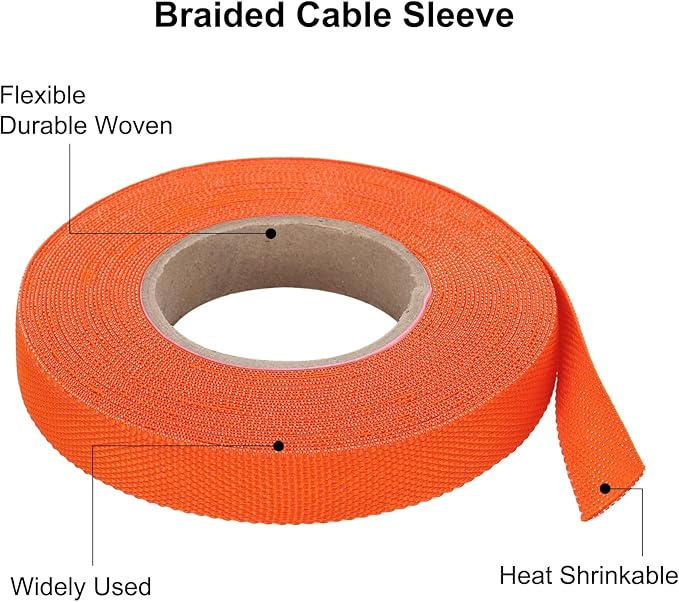 MECCANIXITY Braided Cable Sleeves Heat Shrinkable Fabric Sleeving, 3/8" 33ft - Image 4