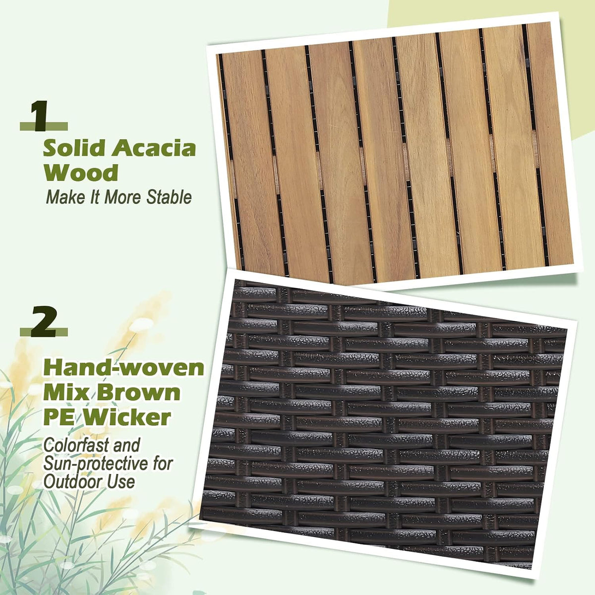 tangkula 134 gallon outdoor storage box, wicker patio showing dimensions