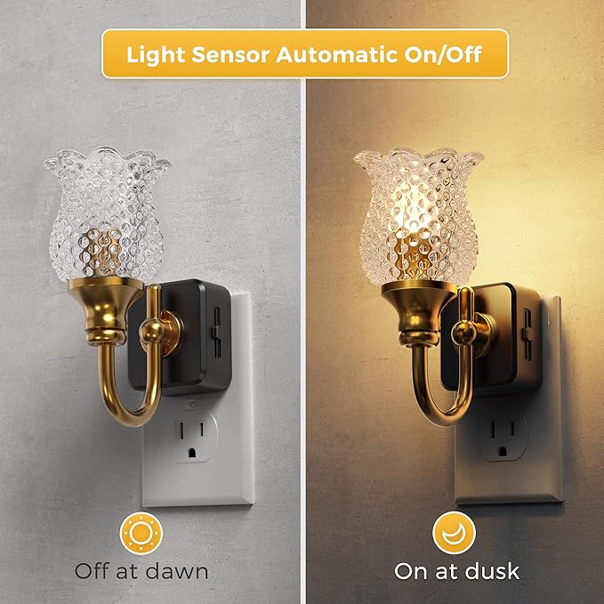 L LOHAS LED Night Lights Plug into Wall, 3000K Soft White LED Floral Night - Image 2