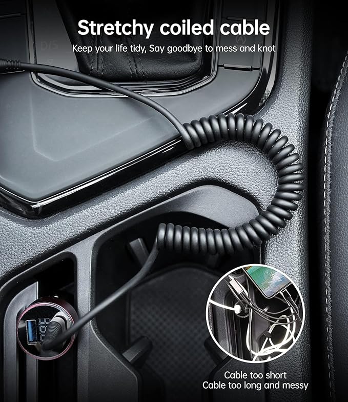USB C to C Charger Cable, Coiled USB-C Cable - Image 5