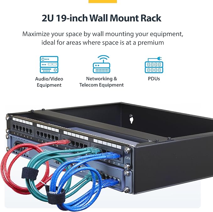 StarTech.com 2U Wall Mount Network Rack - 14 in Deep - 19" Patch Panel Bracket - Image 2