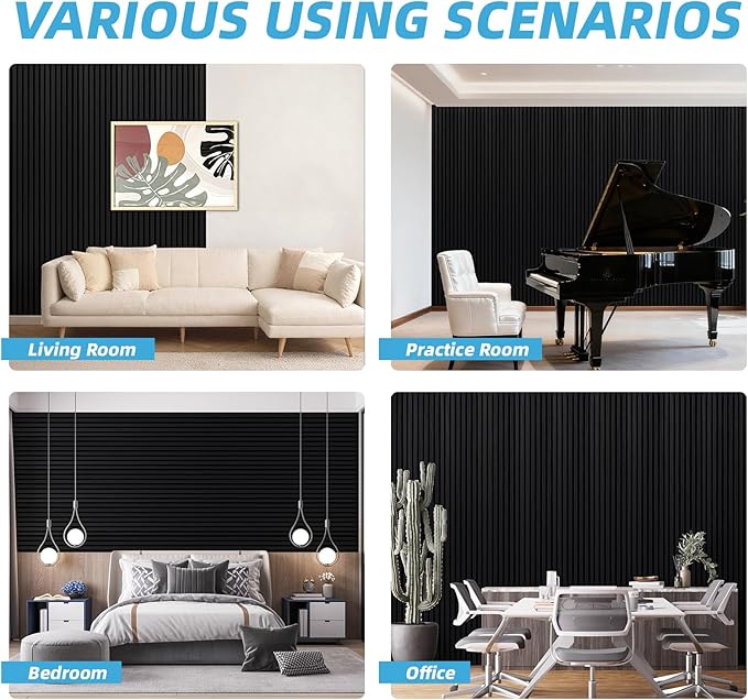 Art3d 4-Piece 94 x 12.6 Inch Acoustic Lightweight Slat Wall Panel - Image 8