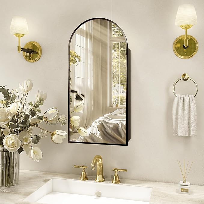 Arched Medicine Cabinet with Mirror, Vanity Mirror with Storage, Wall Mounted by FunFurnitureFollowLife