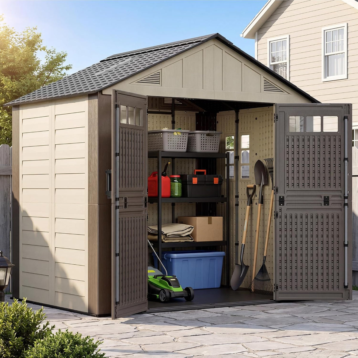 resin shed 8x6 ft outdoor storage shed with, main product view