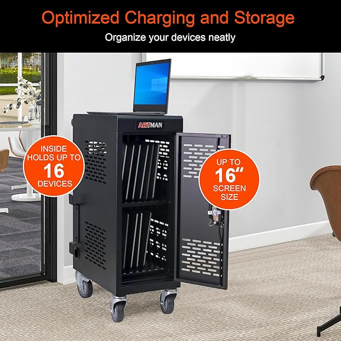Aokleo Laptop Charging Cart, 16 Devices Tablet Storage Carts - Image 4