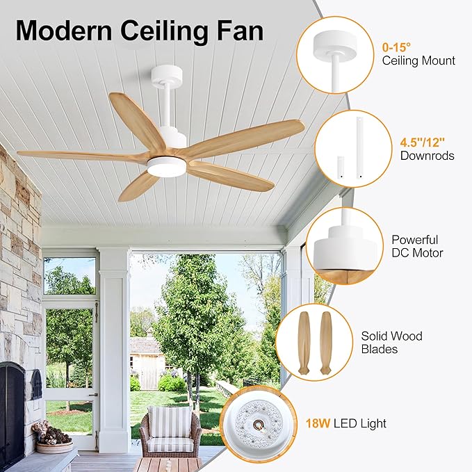 WINGBO 54" Ceiling Fan with Light - Image 8