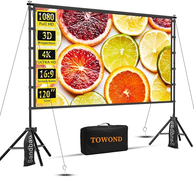 Outdoor Projector Screen with Stand, TOWOND 120 inch Portable Movie Screen by TOWOND-JLFOfficial