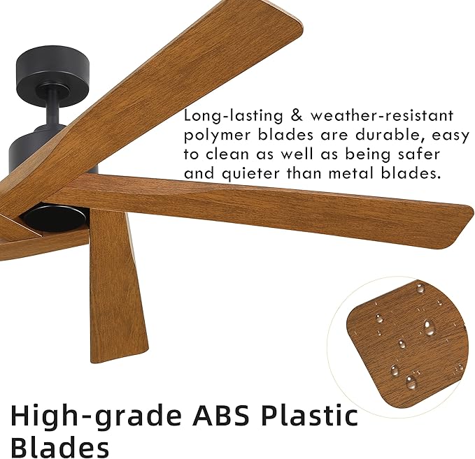 WINGBO 64" ABS DC Ceiling Fan No Light, 5 Blade ABS Plastic Ceiling Fan - Image 7