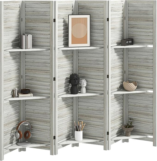 HOMCOM Room Divider, 6 Panel 67" Tall Wood Privacy Screen by HOMCOM