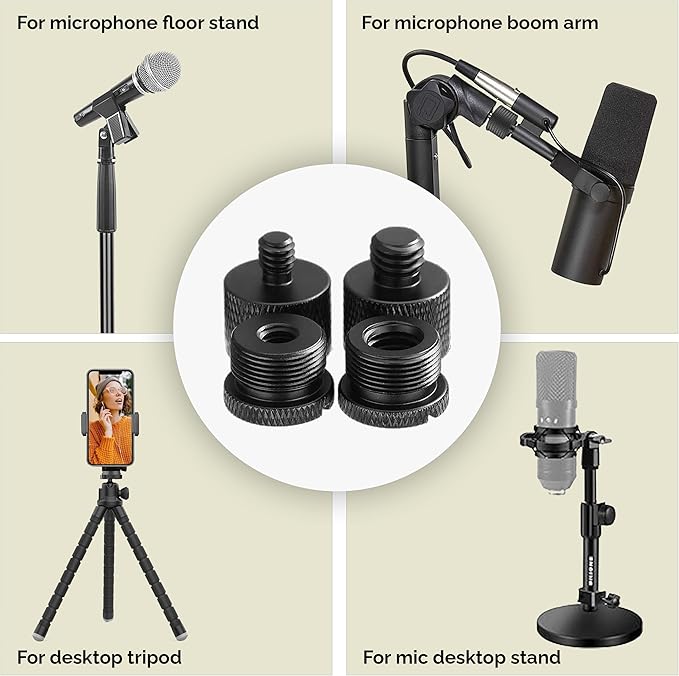 IXTECH Mic Stand Adapter Set 8 pieces Metal Microphone Stand Screw Thread - Image 2