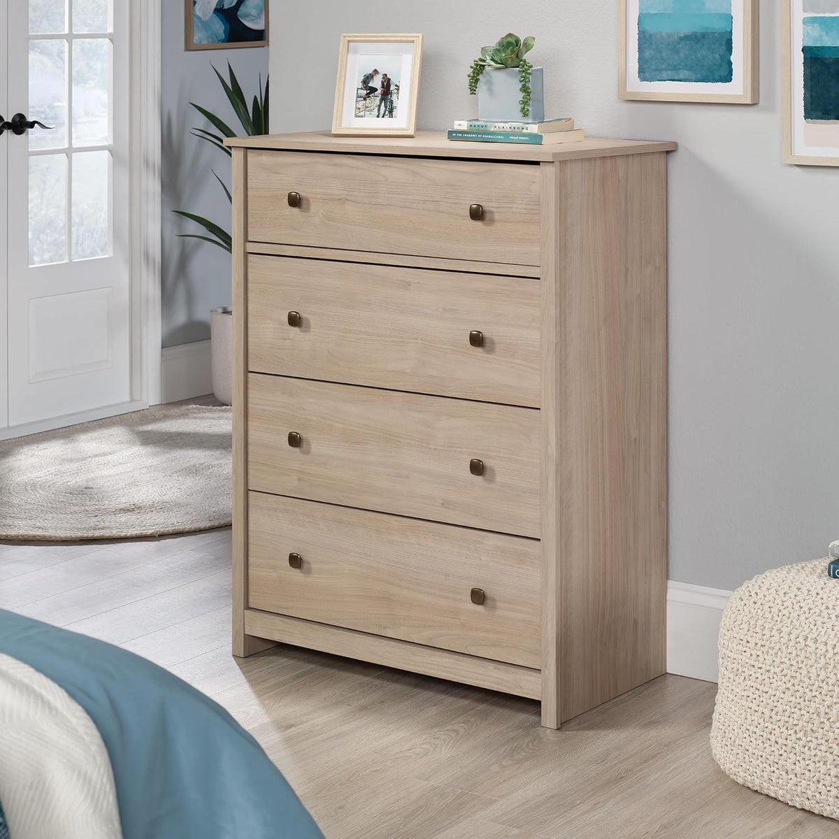sauder river ranch 4-drawer bedroom chest, harvest walnut, main product view