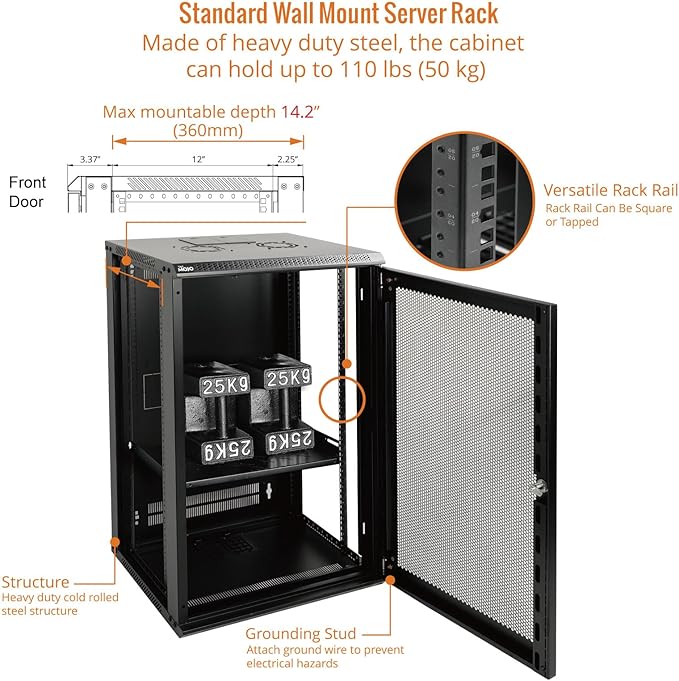 Tecmojo 18U Wall Mount Rack Network Cabinet - Image 4