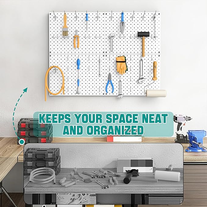 EVERHANGER Metal Pegboard Panels, Heavy Duty Pegboard Wall Organizer, Garage - Image 5