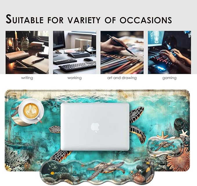 BFUKVOU Large Keyboard Mouse Pad Set, Extended Mouse Pad+Keyboard Wrist Rest - Image 7