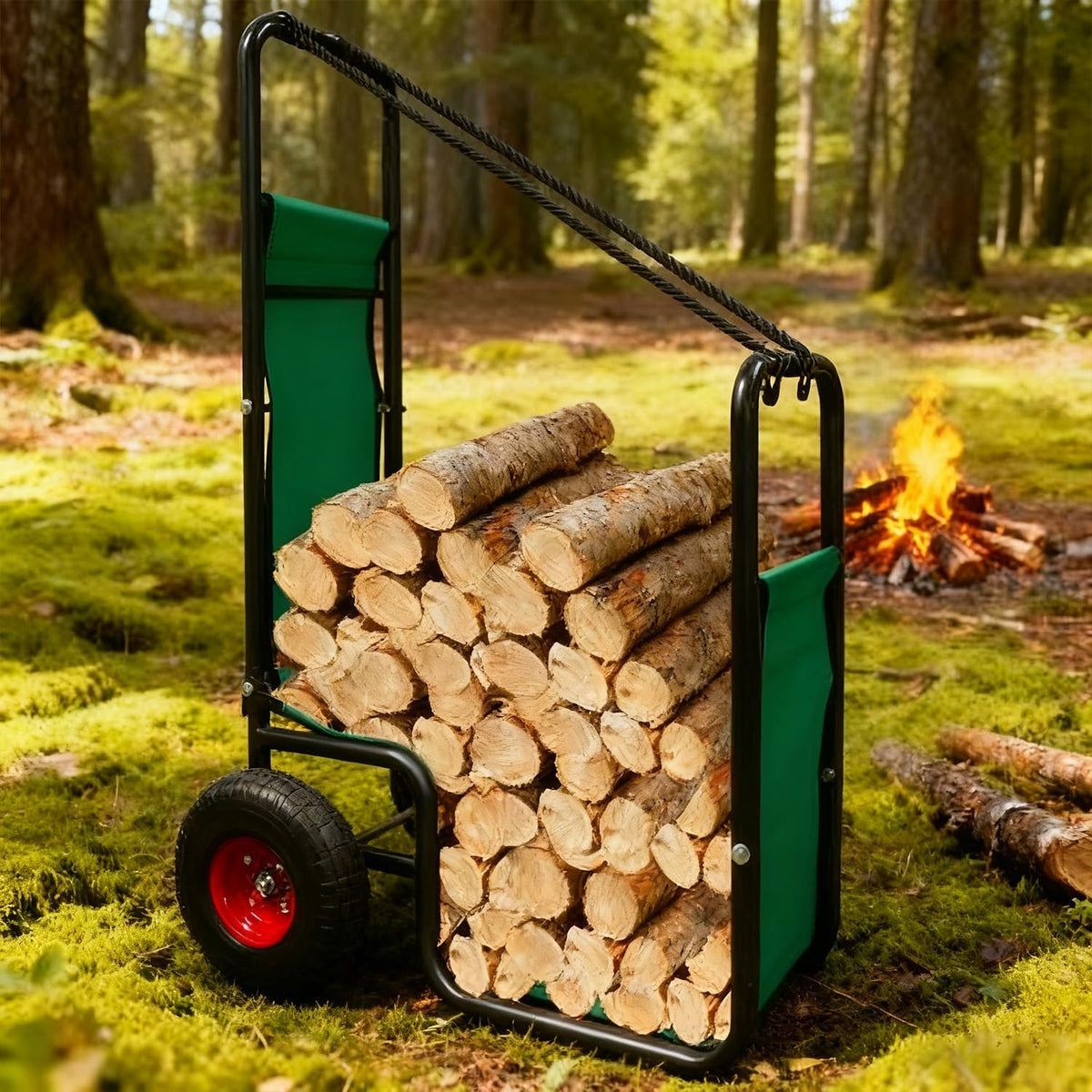 kapler firewood cart with wheels - heavy duty on a desk or shelf