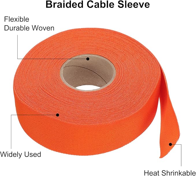 MECCANIXITY Braided Cable Sleeves Heat Shrinkable Fabric Sleeving, 1 1/4" 60ft - Image 4