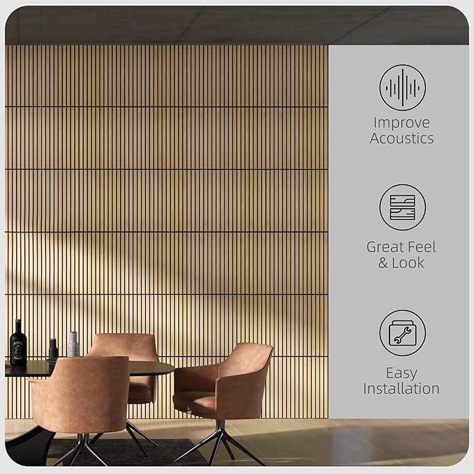HOMCOM 4 Pack 3D Acoustic Panels, Wood Slat Wall Paneling - Image 3