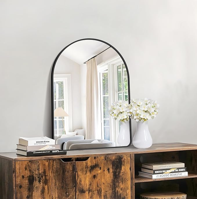 GLASHOM 20"x28" Black Arched Mirror - Image 2