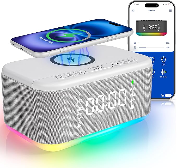Bluetooth Alarm Clock Radio Bedroom, Digital Dual Alarm Clock Bedroom by FansbeSmart