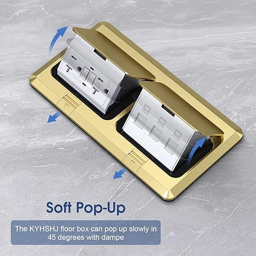 KYHSHJ Dual Pop-Up Floor Electrical Outlet Box Kit，20 Amp Stainless Steel GFCI - Image 2