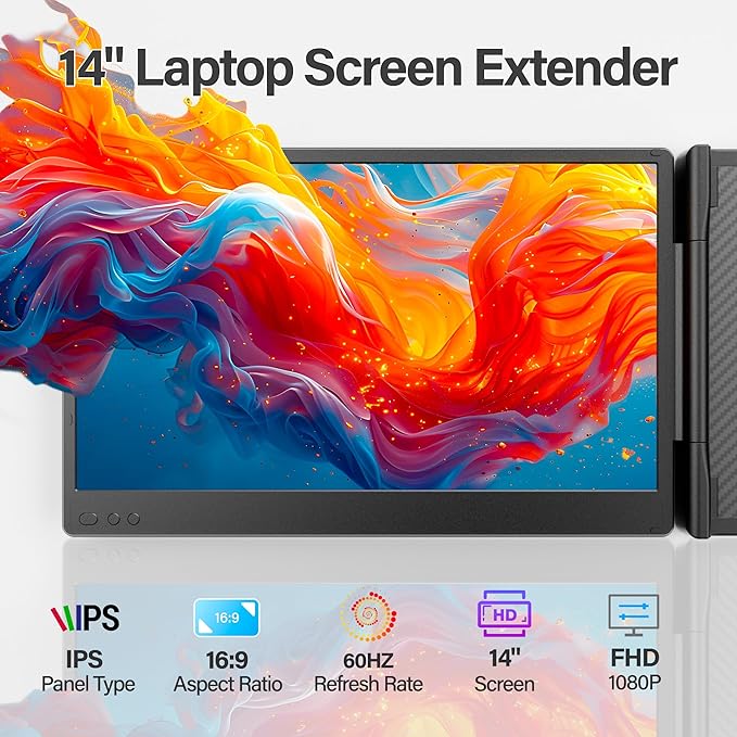 New Upgraded Laptop Screen Extender Portable Monitor, 1080P FHD IPS Screen - Image 2