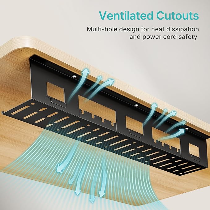 PEGZONE Under Desk Cable Management Tray, 31.5 Inches Metal Cord Organizer Rack - Image 7