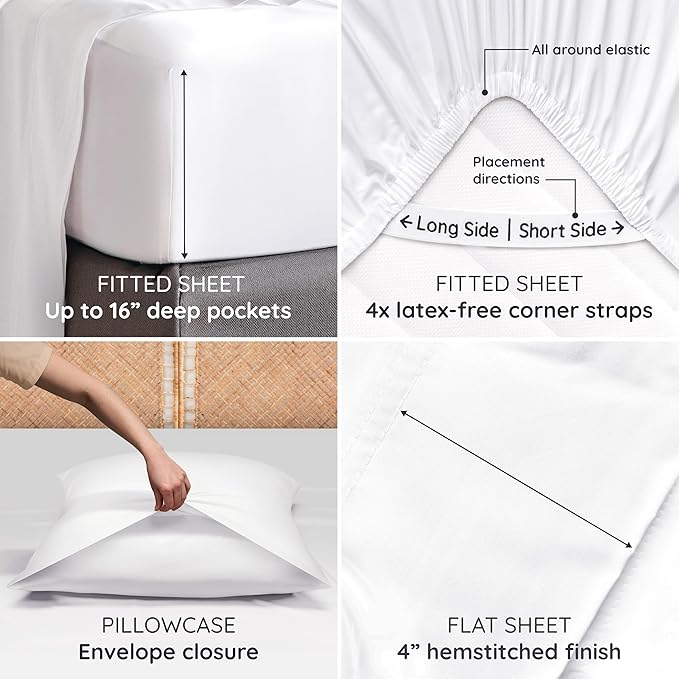 Bambaw King Sheets Set 4pcs – 100% Viscose Derived from Bamboo Sheets King Size - Image 5