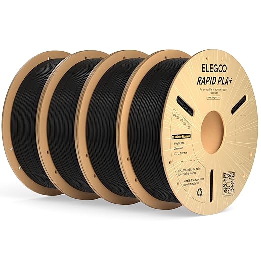 ELEGOO Rapid PLA Plus Filament 1.75mm Black 4KG, PLA+ 3D Printer Filament by ELEGOO
