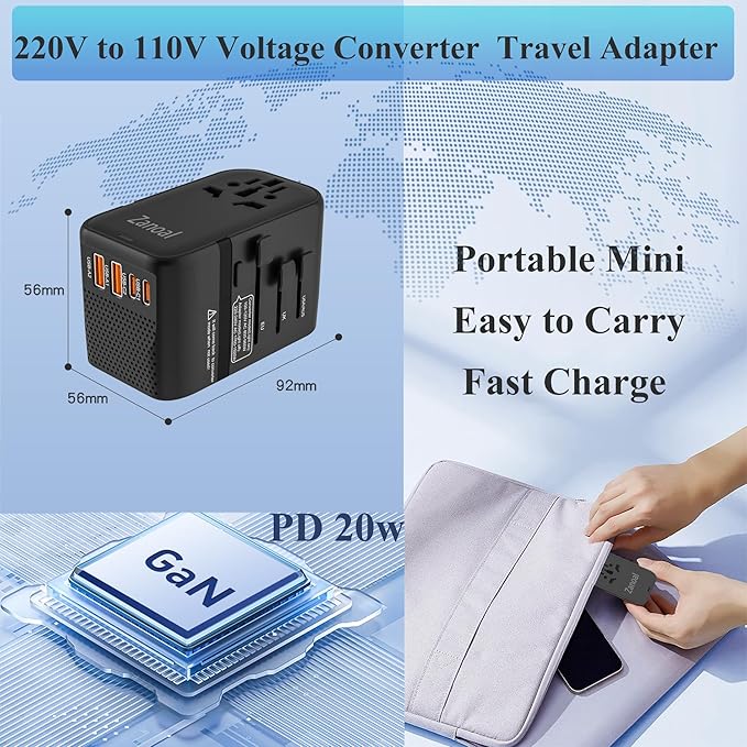 220V to 110V Voltage Converter, US to Europe Travel Converters, Universal - Image 3