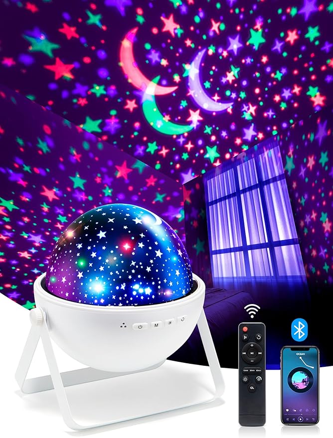 Star Projector for Kids Room, 15 Colors+Bluetooth Music Star Night Light by OneFire