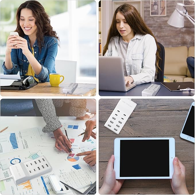USB Charging Station with 6 USB-A & 4 USB-C Ports, 50W 10A USB Charging Block - Image 8
