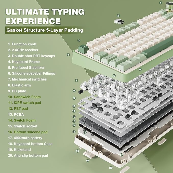 YUNZII B75 PRO Wireless Mechanical Keyboard, 75% Layout - Image 4