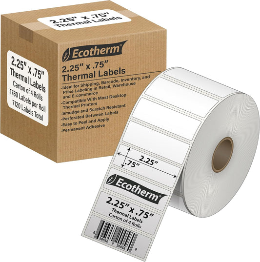 2.25" x .75" Thermal Labels | 4 Rolls | 7120 Labels | fits Zebra, Offnova