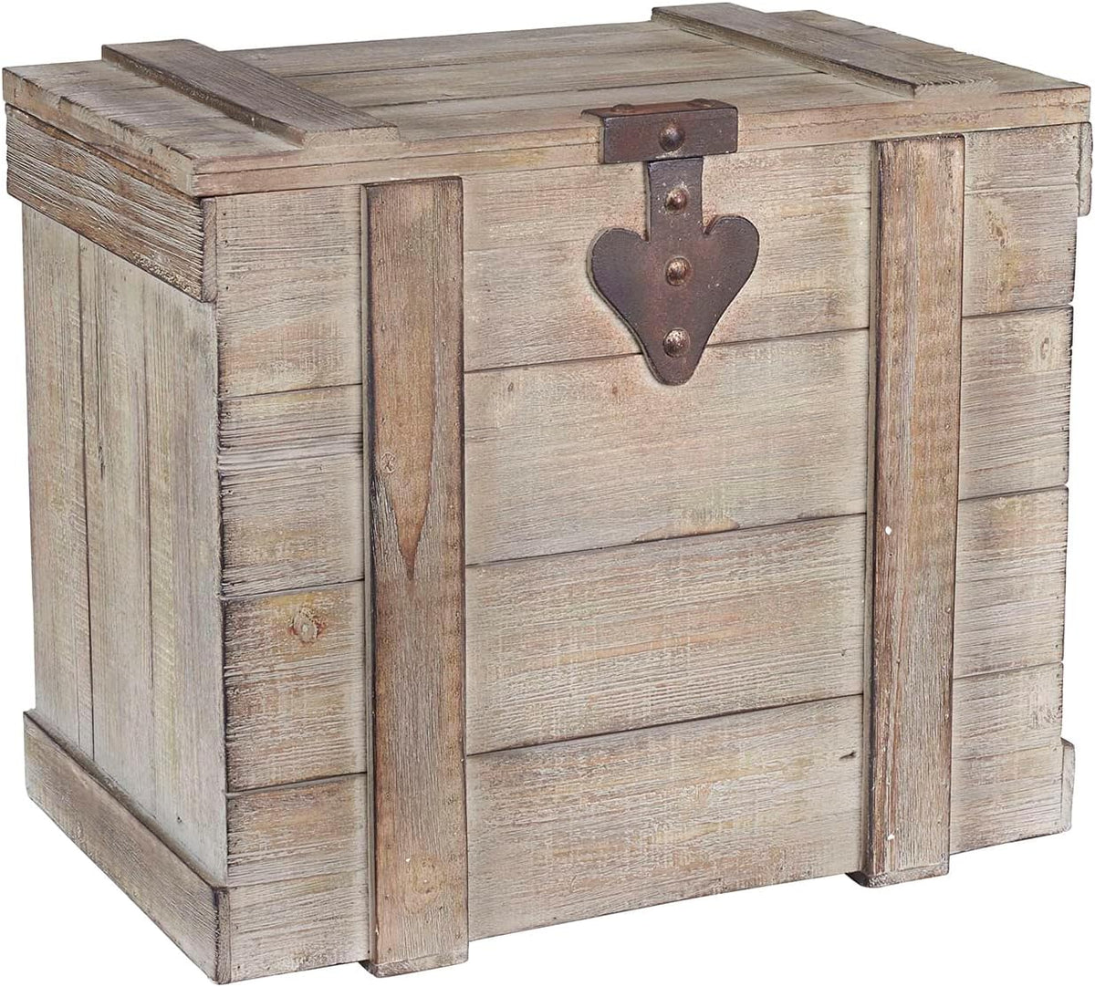 household essentials medium antiqued decorative trunk, gray finish, main product view
