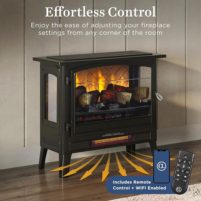 Country Living Infrared Freestanding Electric Fireplace Stove Heater in Bronze - Image 2