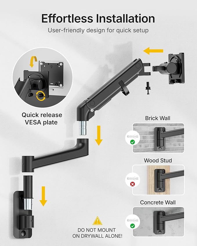 monTEK 17-49 inch Single Monitor Wall Mount - Image 7