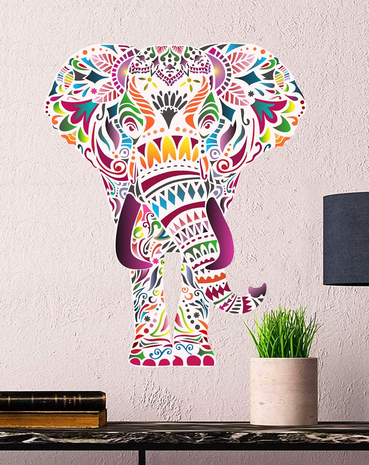 GSS Designs Wall Art Stencil (12x16Inch) - Mandala Elephant Wall Stencil - Vibrant Floral Pattern for Home Wall Decor (SL-059)