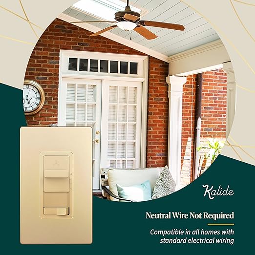 TOPGREENER Kalide Light Switch and 3-Speed Ceiling Fan Control Combo, in Wall - Image 5
