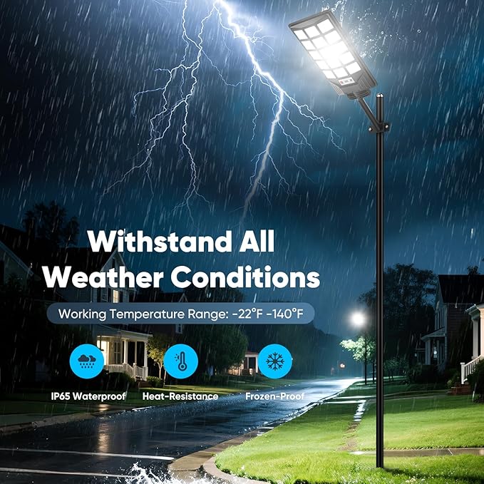 Solar Street Lights Outdoor Waterproof, 30000LM 6500K LED Motion Sensor Lights - Image 5