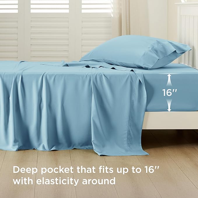 Bedsure Cooling Sheets Twin, Rayon Derived from Bamboo, Breathable & Soft Twin - Image 3